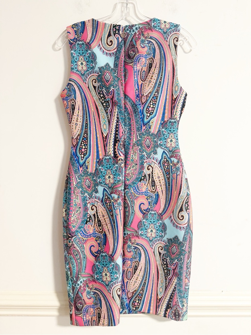 Tommy Hilfiger Pink Blue Paisley Sleeveless Stretch Sheath Dress - Size 4 - Picture 6 of 6